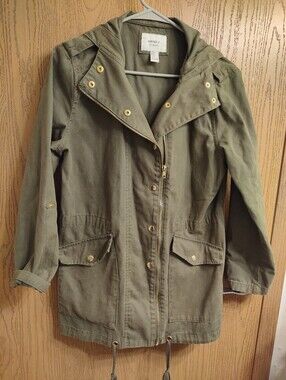 Forever 21 Olive Green Hooded Utility Anorak Jacket
